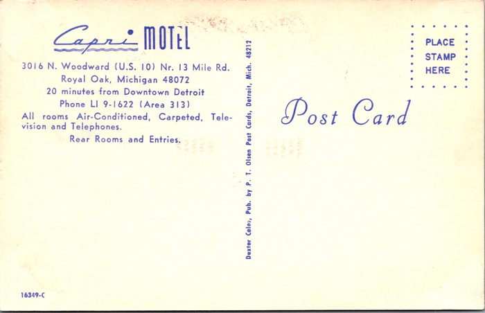 Capri Motel - Old Postcard Photo